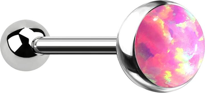 Produktbild Star Piercing Micro Threadless Barbell silber mit Kugel und Halbkugel Opal pink (Titan G23, ohne Messing)