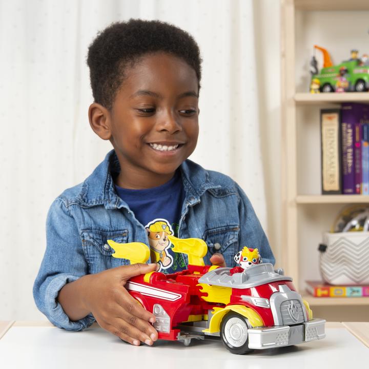 Actual product image Spin Master PAW Patrol Mighty Pups Super Paws - Marshall's Transformable Powered Up Vehicle with Figure