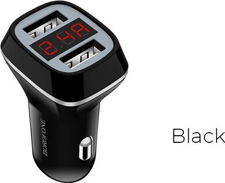 Produktbild Borofone Ladegerät Autoladegerät 2x USB mit LCD-Display, schwarz