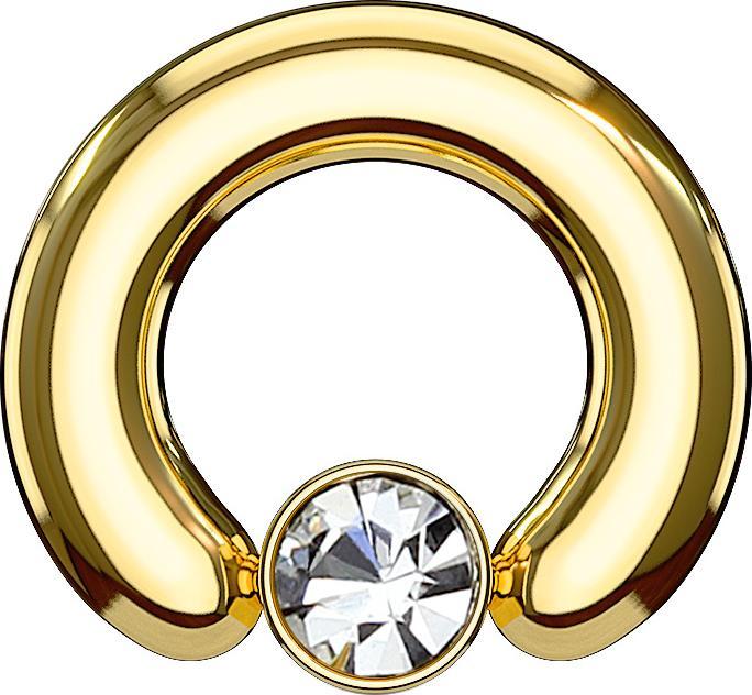 Immagine prodotto Star Piercing Anello di chiusura disco placcato oro cristallo argento (Acciaio chirurgico 316L)
