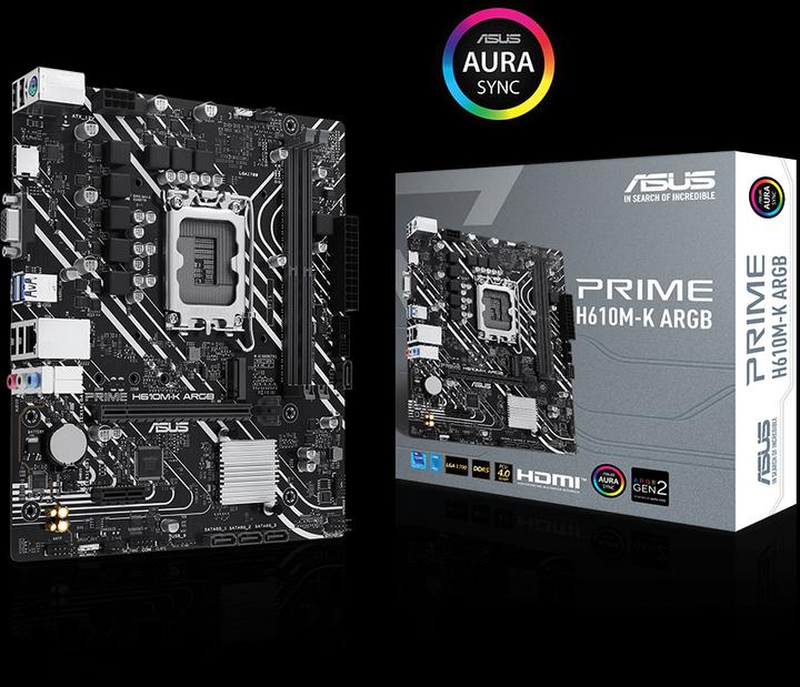 Productafbeelding ASUS MB PRIME -K ARGB Intel,1700,DDR5,mATX (LGA 1700, Intel H610, mATX)