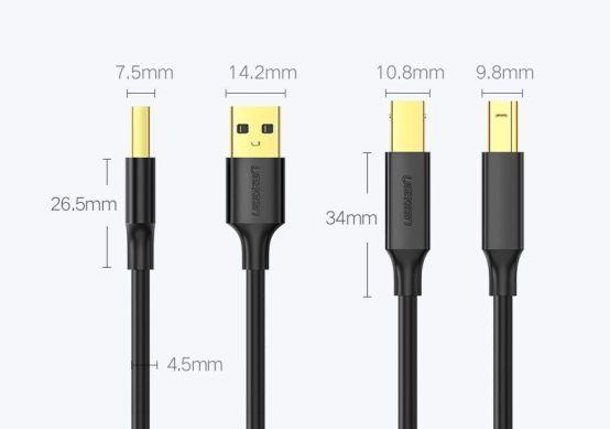 Productafbeelding Ugreen USB Type B printerkabel (mannetje) - USB 2.0 (mannetje) 480 Mbps 1,5 m zwart (US135 10350) (1.50 m, USB 2.0)