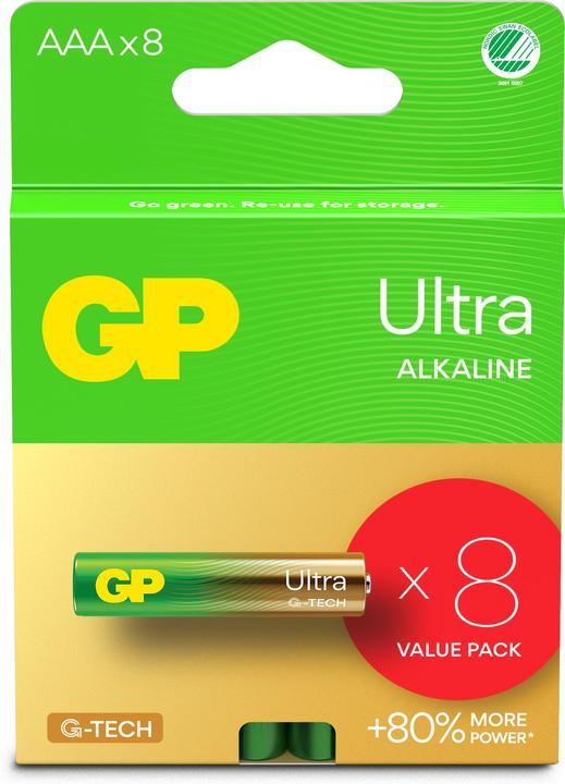 Immagine prodotto GP Batteries Batteria GP Ultra Alcalina AAA, 24AU/LR03, confezione da 8 pezzi (8 pz., AAA)