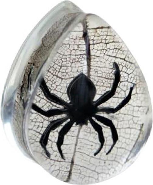 Star Piercing Flared Plug Tropfen Spinne Epoxy transparent (Organisch, ohne Messing)
