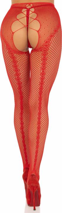 Actual product image Leg Avenue Fishnet Stockings With Crotchless Boot Red (One size)