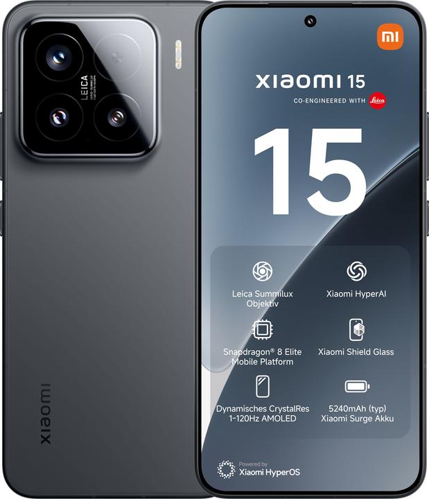 Xiaomi 15 (512 Go, Noir, 6.36", Double SIM, 50 Mpx, 5G)