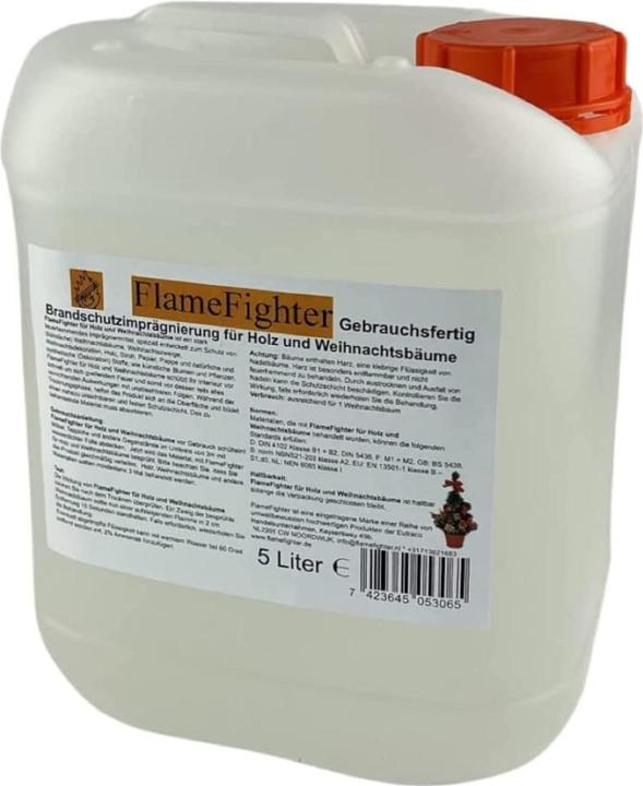 FlameFighter 5 litres de produit ignifuge pour le bois, le papier et les sapins de Noël.