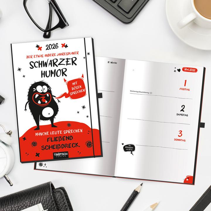 Actual product image Trtsch book calendar The somewhat different annual planner Black humour 2026 (10 x 16 cm, German)