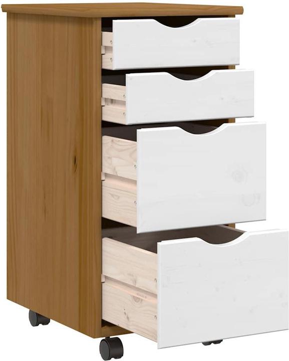 Actual product image VidaXL Rollschrank mit Schubladen MOSS Honigbraun Massivholz Kiefer