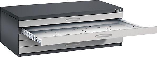 Produktbild C+P CP 7100 Planschrank schwarzgrau, weissaluminium 5 Schubladen 110,0 x 76,5 x 42,0 cm