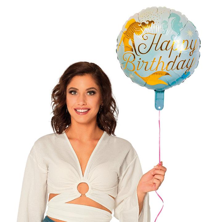 Immagine prodotto Boland Palloncino in foil Mermaid happy birthday bifacciale Ø 45 cm