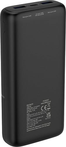 Produktbild Deltaco Powerbank with fast charging, 3 ports, 2x USB-A 18W, 1x USB-C PD 20W, 20,000 mAh black (20000 mAh, 20 W)