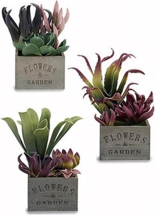 Actual product image Natura Punto Flower pot wooden with print, rectangular, 15 x 28 x 15cm (28 cm)