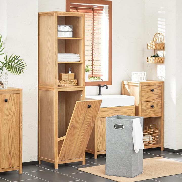 Actual product image SoBuy Narrow bathroom cabinet with laundry bag