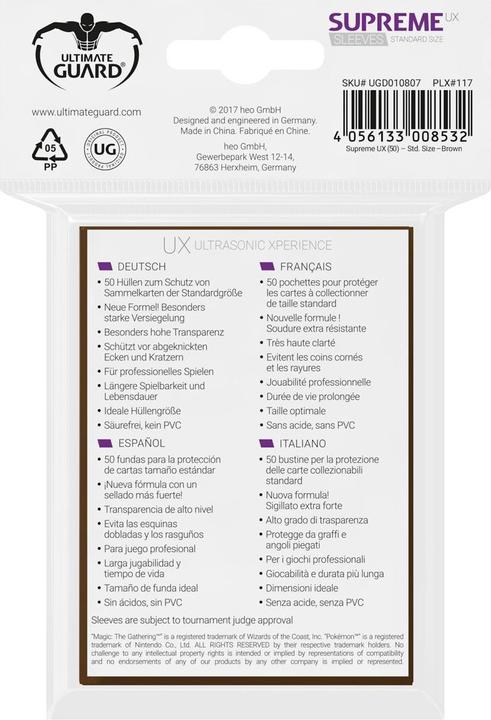 Produktbild Ultimate Guard UGD010807 - Supreme UX 50 Kartenhüllen Standardgrösse, braun