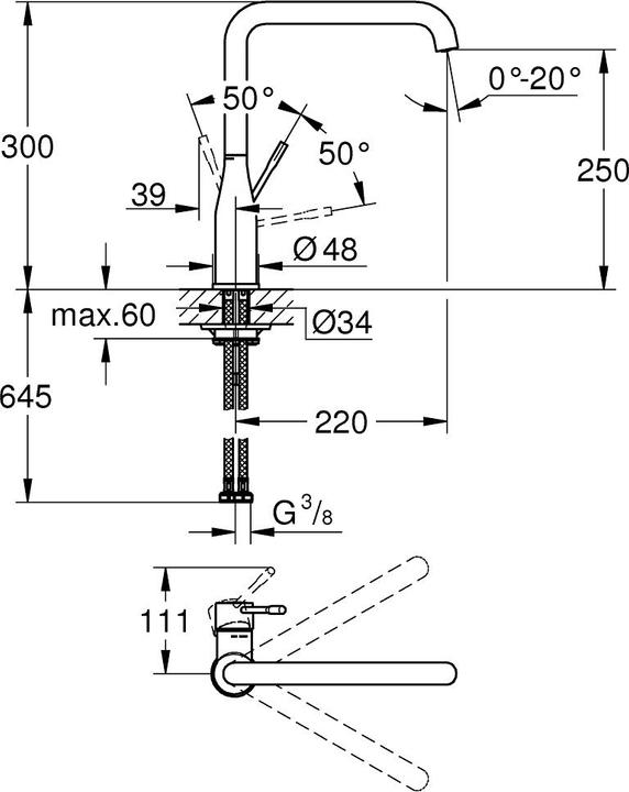 Actual product image Grohe Kitchen mixer with single-lever mixer Essence New hard graphite brushed 30269