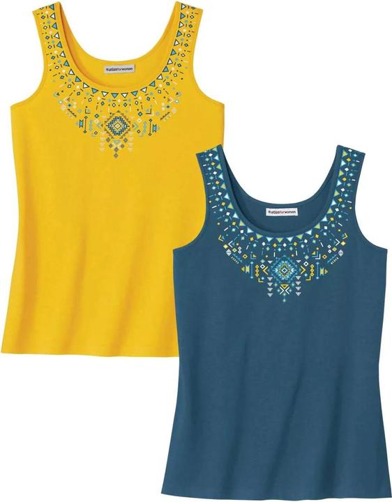 Atlas For Women 2-pack tops with printed neckline (46 D, 48 D)