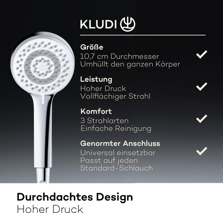 Actual product image Kludi X1 shower head (3 Beam types, 15 l/min)