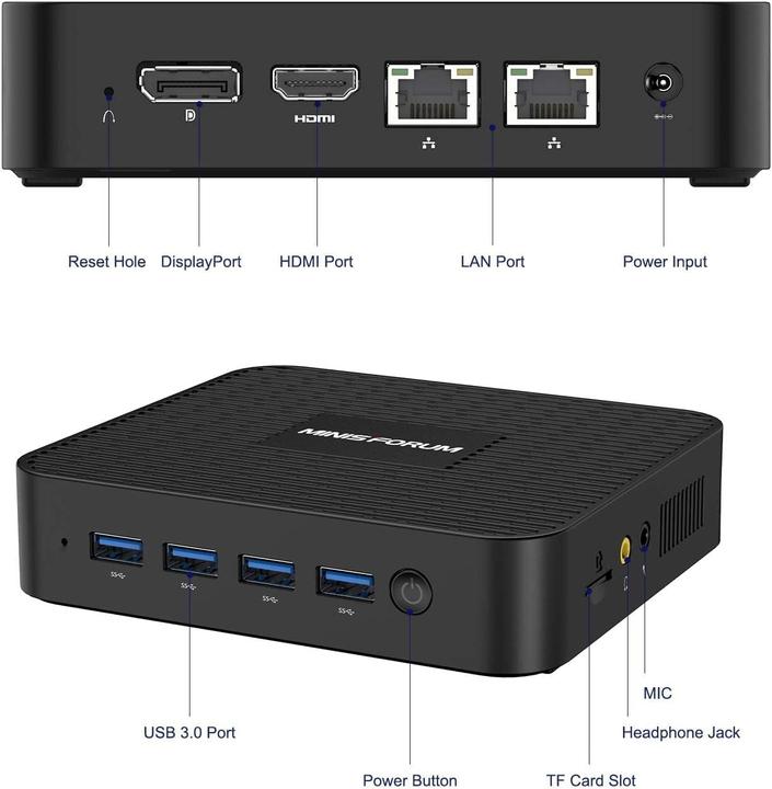 Image du produit Minisforum Mini PC GK50-256GB (Intel Celeron J4125, 8 Go, 256 Go, UHD Graphics 600, Intel UHD Graphics)