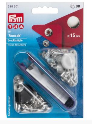 Immagine prodotto Prym Giacca a vento a pulsante, da ricaricare, argento 15 mm, tessera 10 pz.
