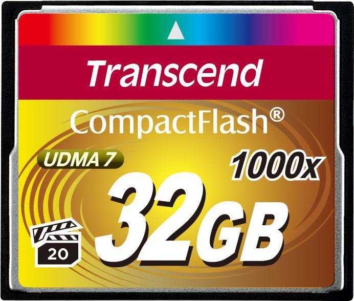 Transcend 32 GB CompactFlash-Karte mit 1000-facher Schreibgeschwindigkeit (32 GB, CF)