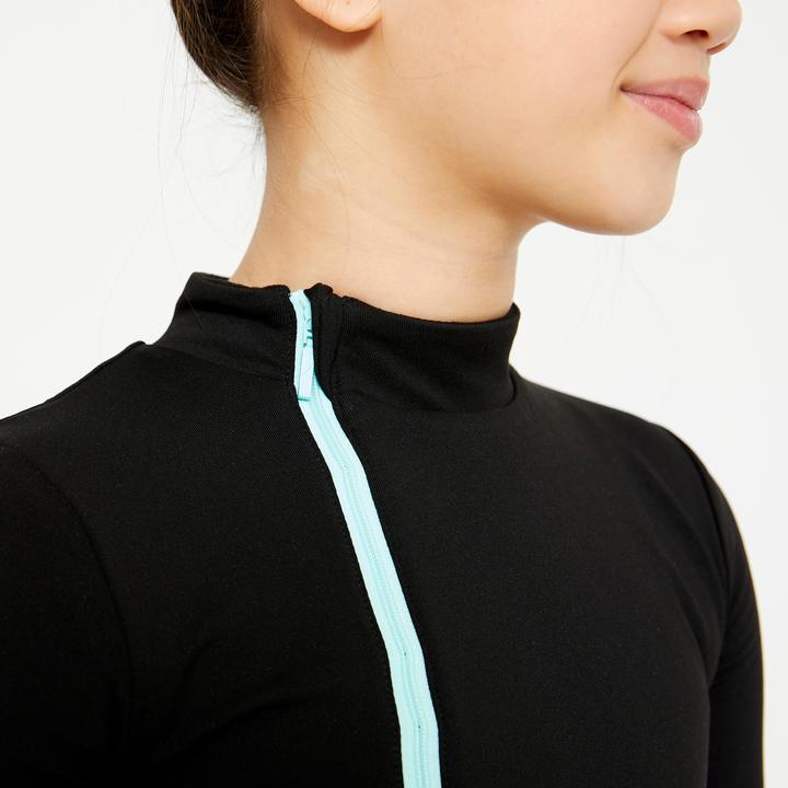 Actual product image Oxelo Figure Skating Training Leotard - Black/Mint (8, 9, 10)