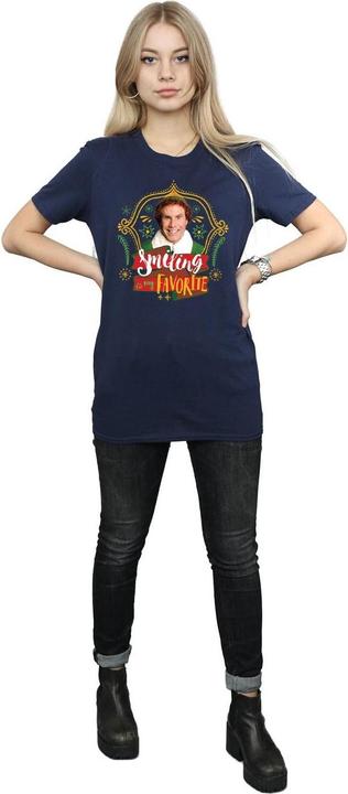 Actual product image Elf Womens/Ladies Buddy Smiling Cotton Boyfriend T-Shirt (L)