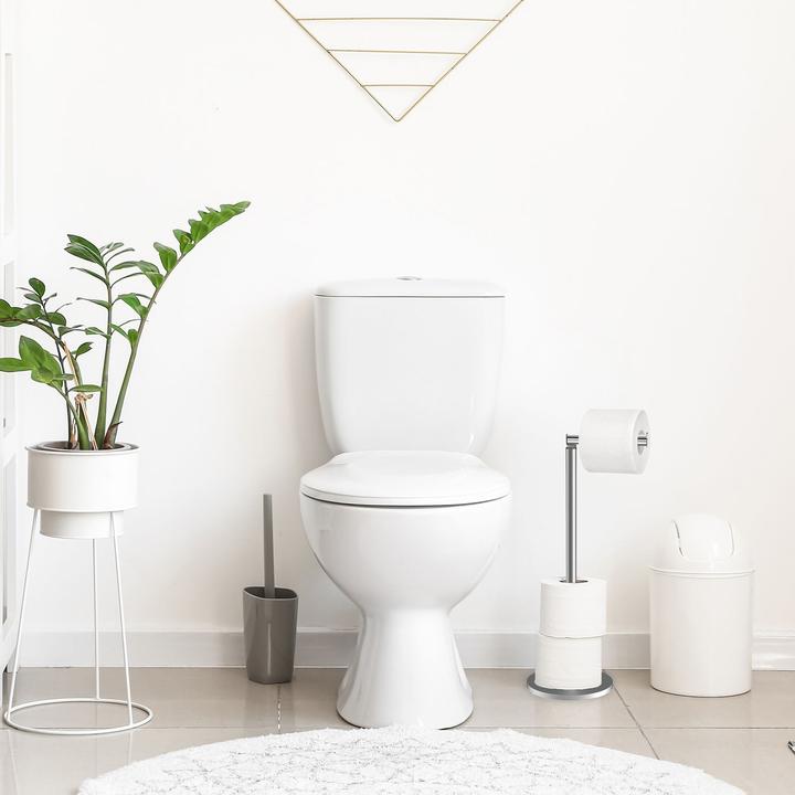 Produktbild Intirilife freistehende Edelstahl Toilettenpapierhalterung Papierrollenständer in Silber - Höhe 55 cm