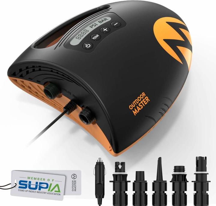Actual product image Outdoor Master The Shark Electric Air Pump SUP Pump High Pressure with 20PSI 12V DC