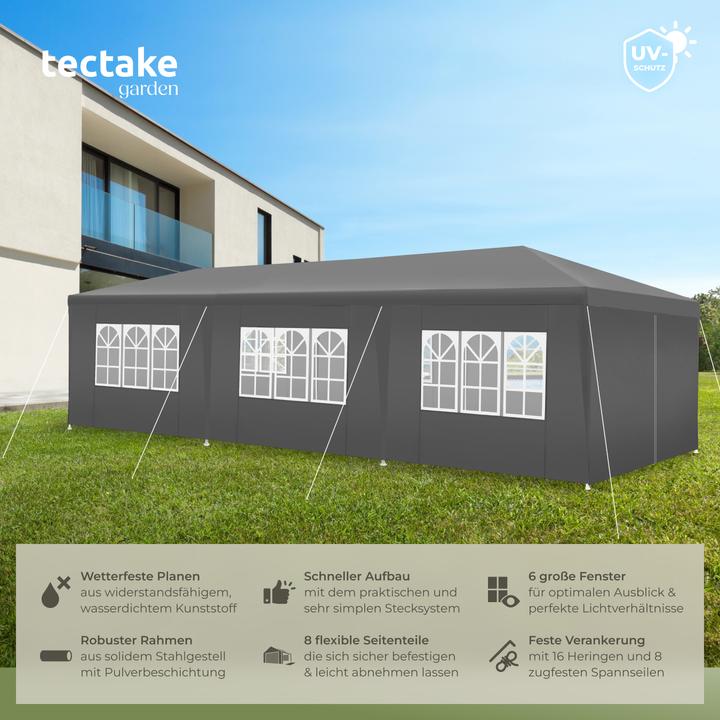 Image du produit tectake pavillon Miramas avec 8 côtés, imperméable, 9x3m (900 cm, 300 cm)