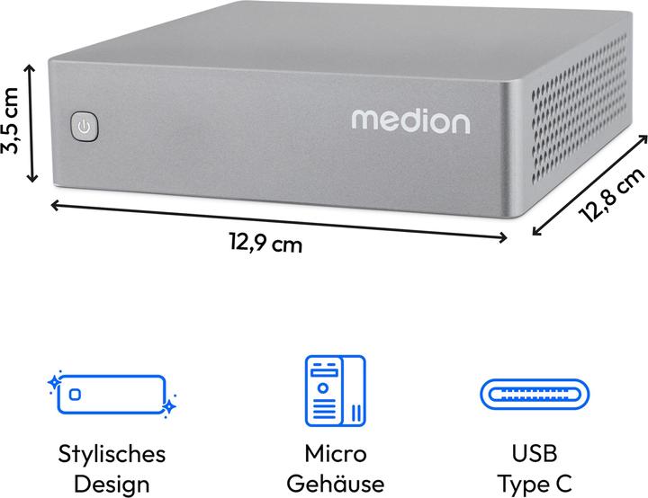 Produktbild Medion S06 Mini PC (Intel Core i3-1315U, 16 GB, 512 GB)