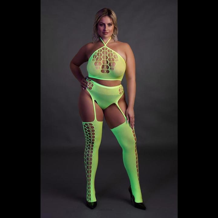 Immagine prodotto Ouch! Two Piece with Crop Top and Stockings - Green - XL/XXXXL (XL, XXL, 3XL)