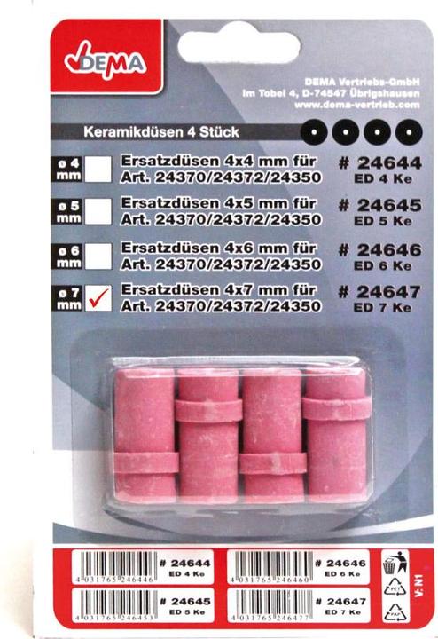 Immagine prodotto Dema Set di ugelli per sabbiatura 4 pezzi ugelli in ceramica | 4x7mm (4 pz.)