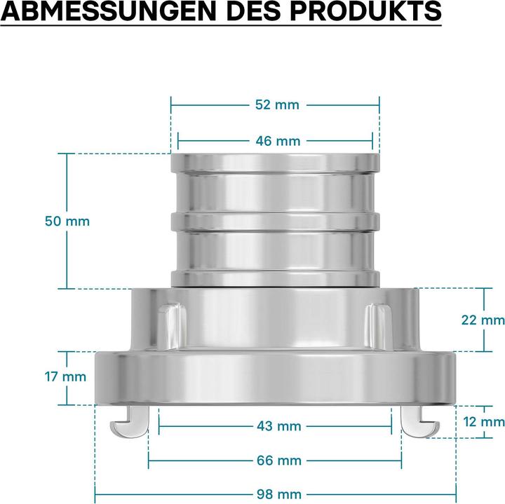 Produktbild Wiltec Storz Kupplung C 52mm Druckkupplung langer Stutzen Aluminium (Kupplung, 52 mm)