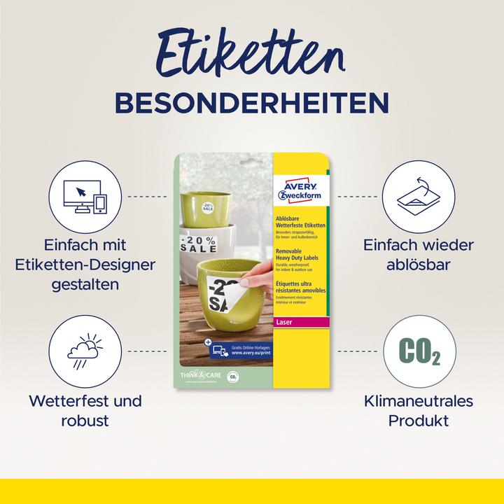 Produktbild Avery Wetterfeste Etiketten, ablösbar