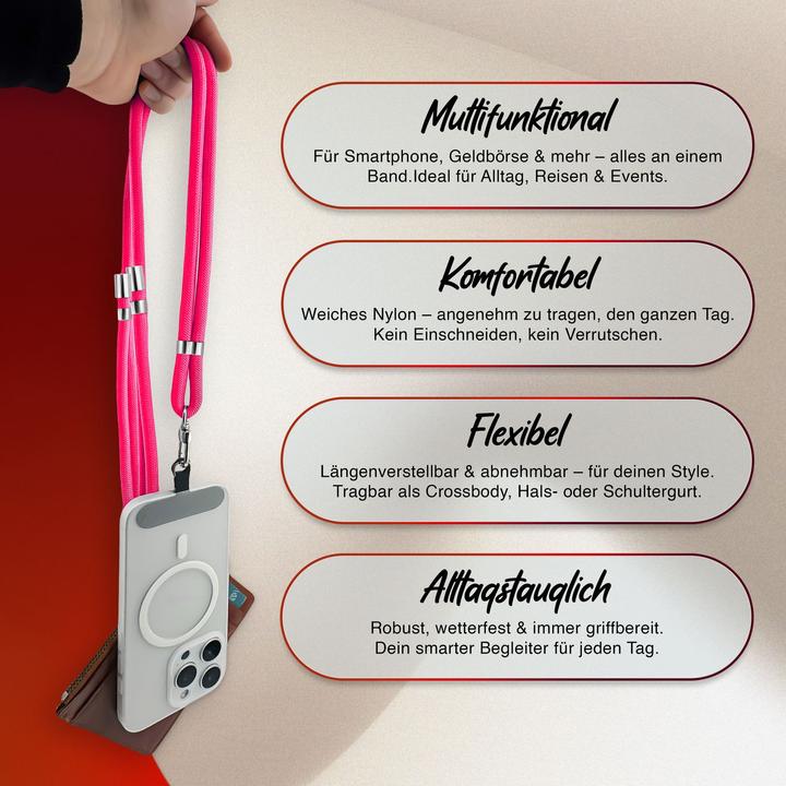 Immagine prodotto Nalia HoldMe Lanyard Handykette – Universal Trageband für Smartphones - Verstellbar, Soft & Elastisch