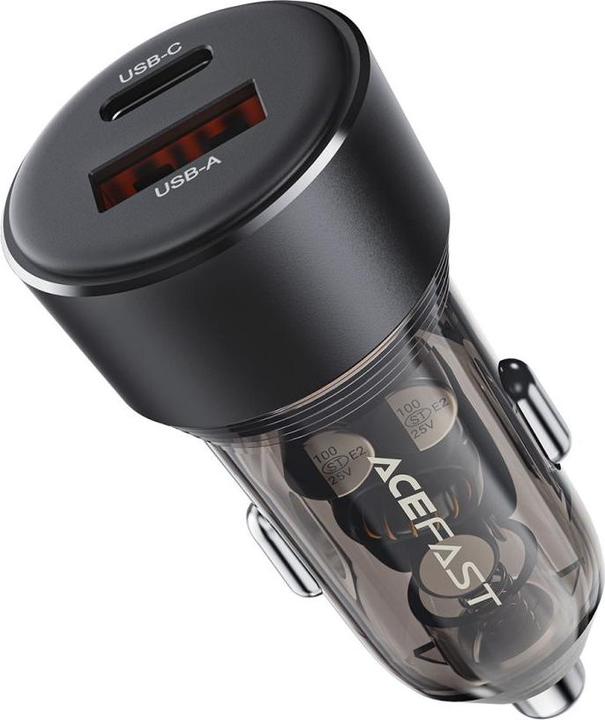 Actual product image Acefast B12 car charger 60W USB-A / USB-C - black