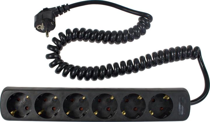 Image du produit As - Schwabe 11462 Bâti de prises sans interrupteur noir contact de protection (6 x, CEE 7/3, 2.50 m)