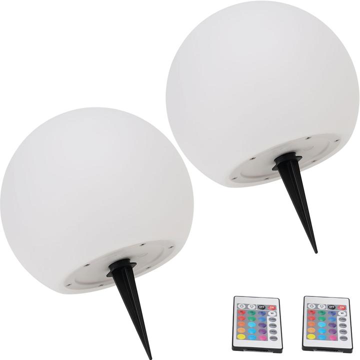 Actual product image Casativo 2er-Set LED-Leuchtkugel mit Fernbedienung, solarbetrieben, RGBW, 60 Lu, IP67, Ø 20 cm (60 lm, IP67)