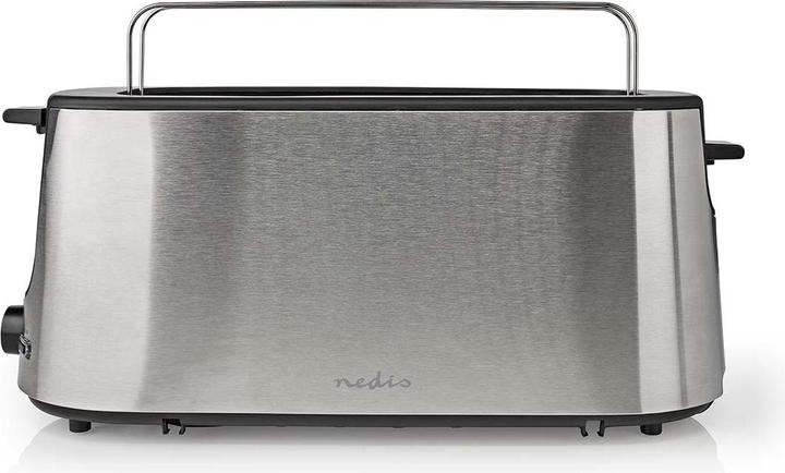 Actual product image Nedis Toaster stainless steel series 1 slot Browning levels: 6 Defrost function Bread roll attachment (EU plug)