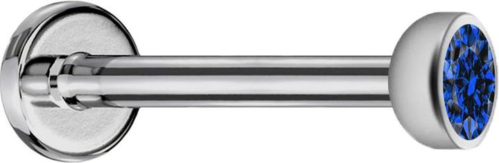 Produktbild Star Piercing Micro Labret Innengewinde silber mit Halbkugel Kristall dunkelblau (Titan G23, ohne Messing)