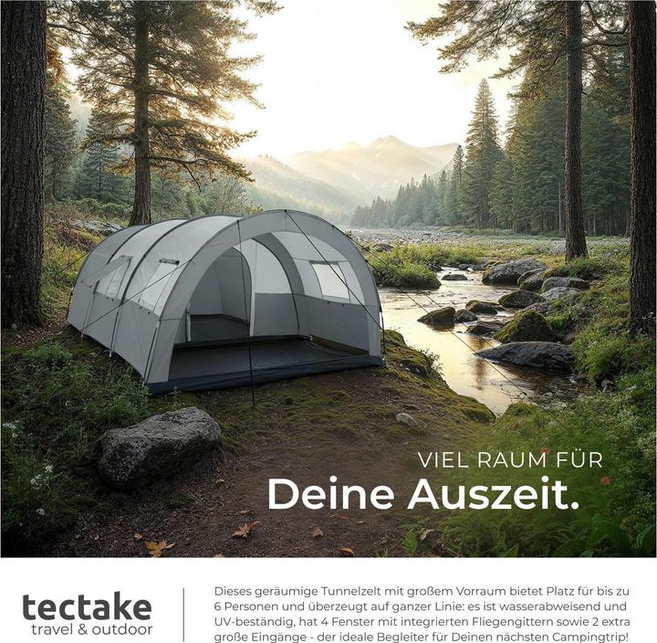 Image du produit tectake Roskilde (Tente tunnel, 7.50 kg, 6 personnes)
