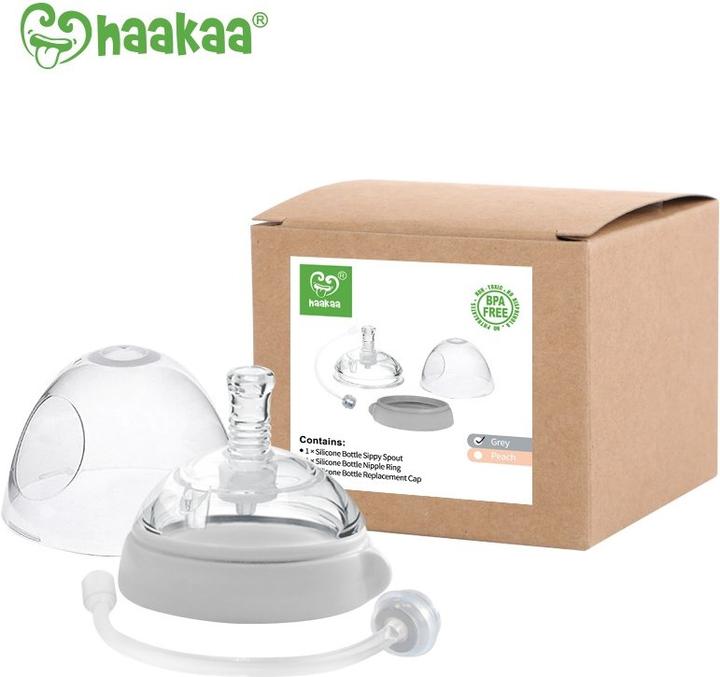 Produktbild Haakaa Generaion 3 Trinkflaschenaufsatz mit automatischem Strohhalm Set - Grau