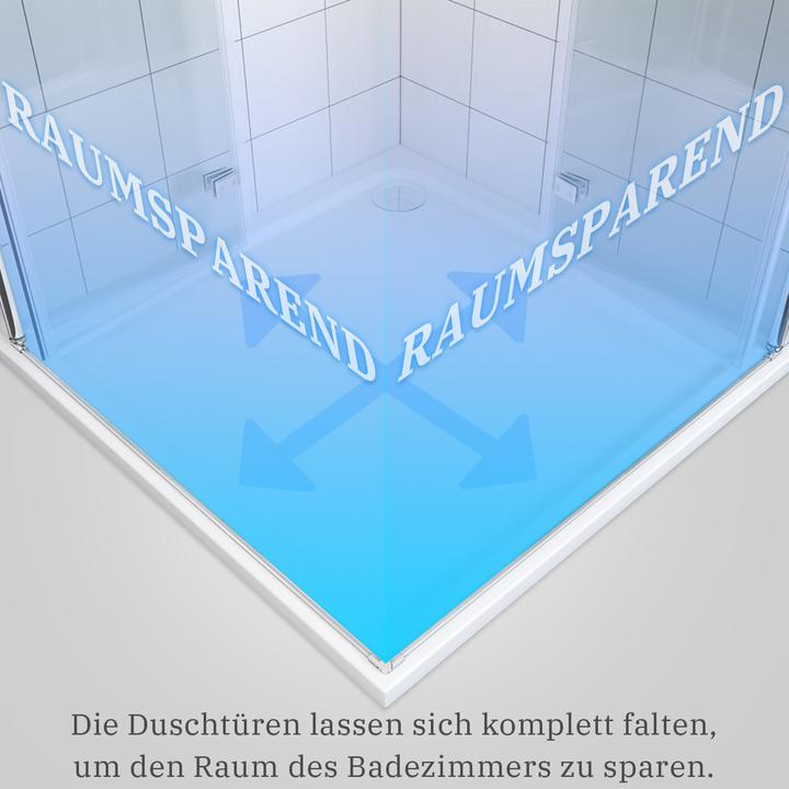 Actual product image SONNI Duschkabine Eckeinstieg Flügeltür ohne Rahmen 195cm 90x90cm (120 cm, 195 cm)