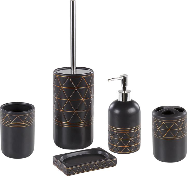 Produktbild Beliani Badezimmer Set 5-teilig Keramik schwarz / gold LANCO