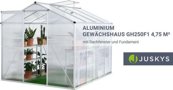 Produktbild Juskys Gewächshaus mit Dachfenster und Fundament