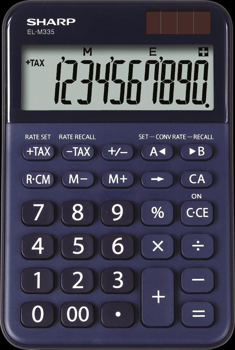 Actual product image Sharp Desktop calculator 10-digit blue (Solar cells, Batteries)
