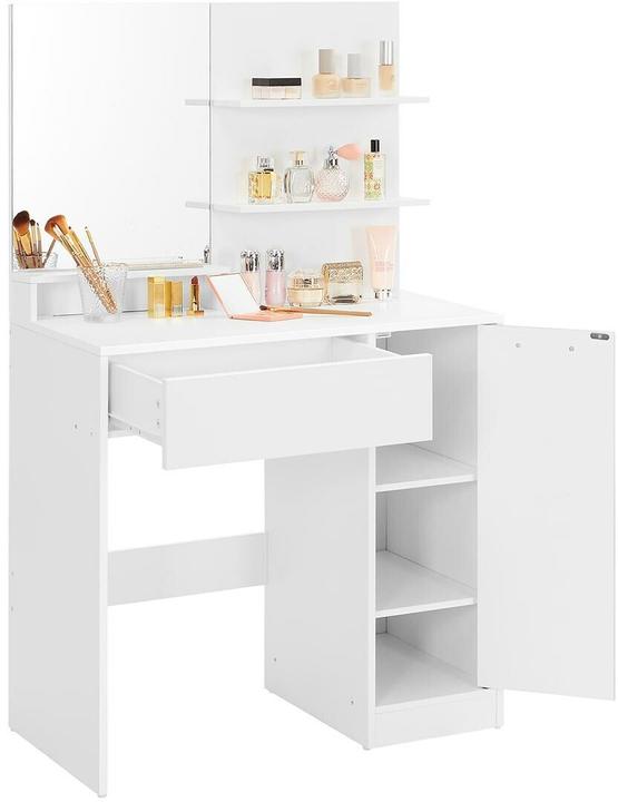 Actual product image Vasagle White rectangular dressing table, white side frame, 80.0 cm 132.0 cm
