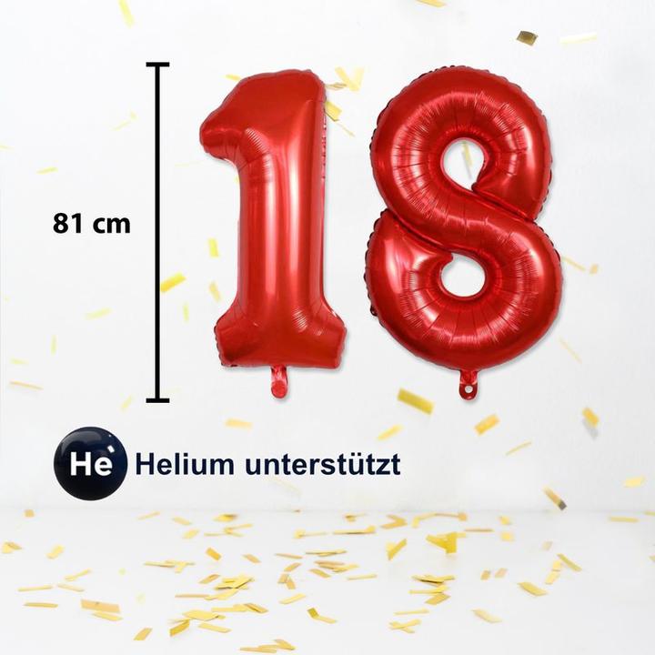 Immagine prodotto Hermex Palloncino numero 18 rosso in foil palloncino festa di compleanno 81cm (1 x)