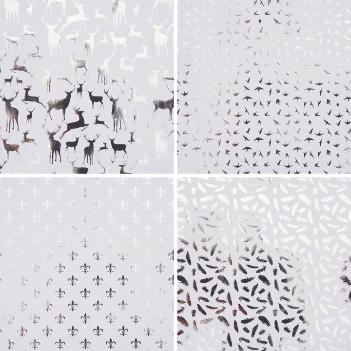 Actual product image Gebrüder Bertels Folding paper "Silver X-Mas", 15 x 15 cm, 32 sheets (110 g/m², 32 x)